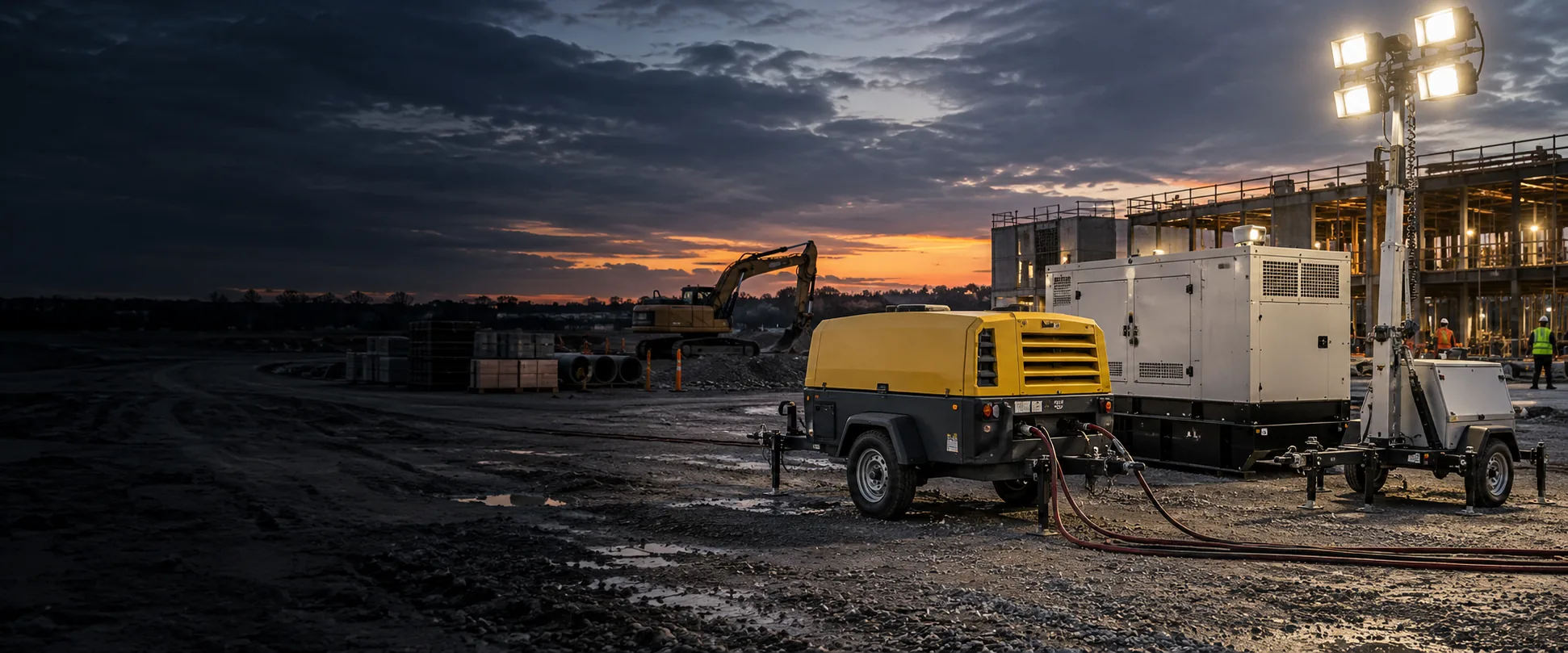 Portable compressors, generators and lighting equipment